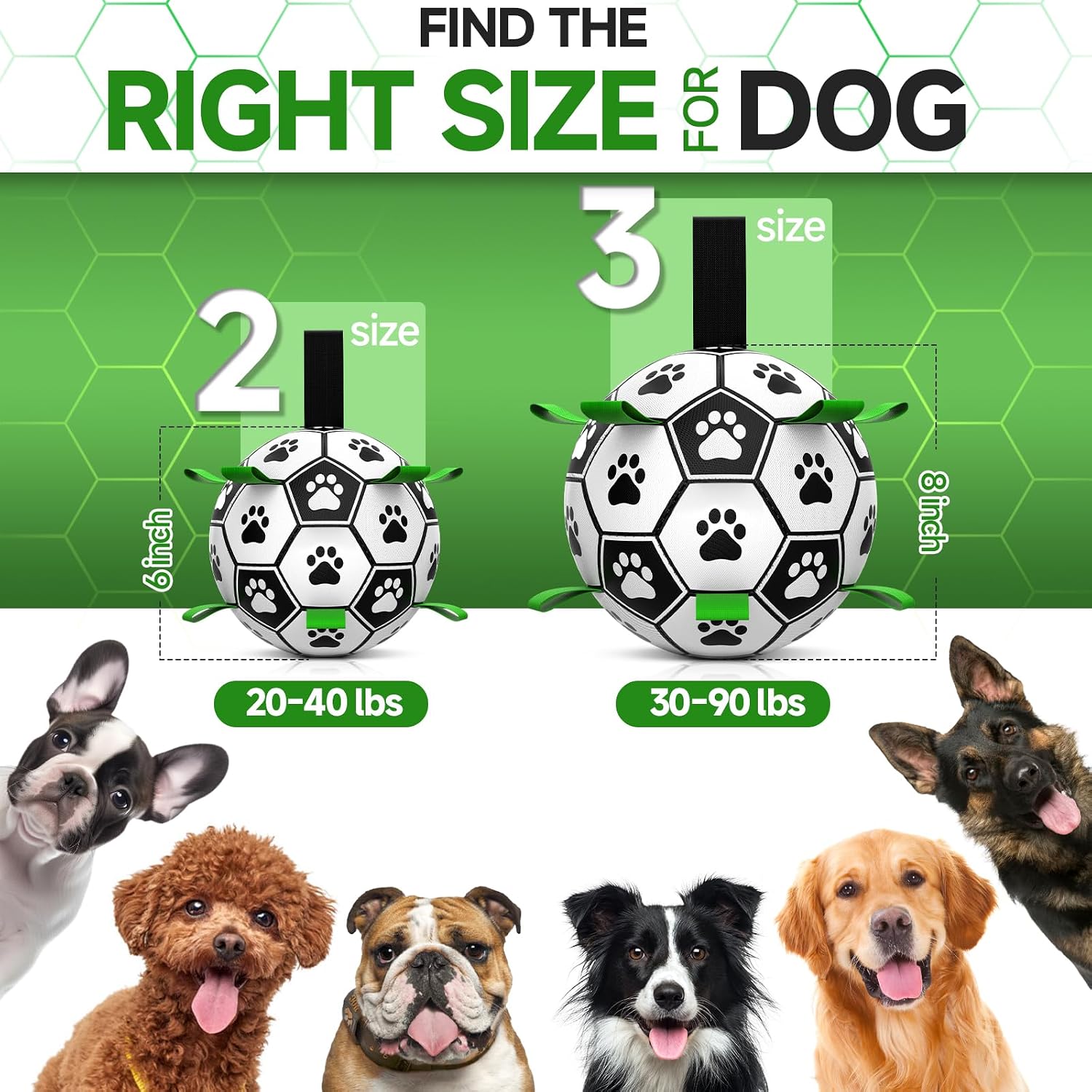 Detalle 2 de HETOO Interactive Dog Football Toys with Webbing – Durable Dog Water Balls (8 Inch)