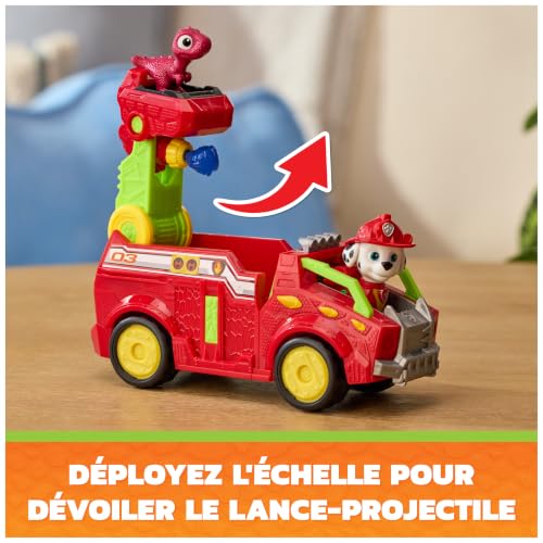 Detalle de Paw Patrol - Pat Patrouille Le Film Mission Dino : Véhicule Marcus avec 2 figurines et accessoires