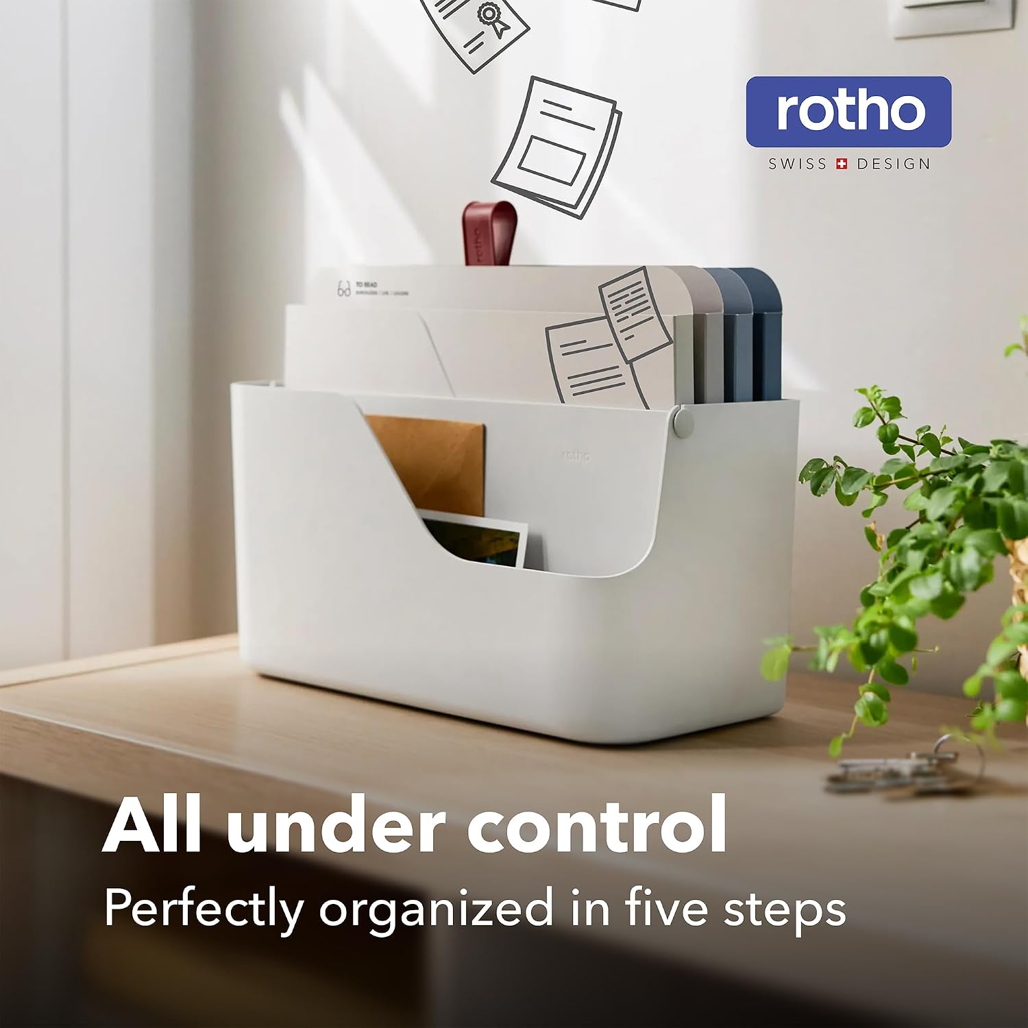 Detalle de Rotho MY PAPER Plus 1060090000WS documentenorganizer, kunststof PP, wit/rood
