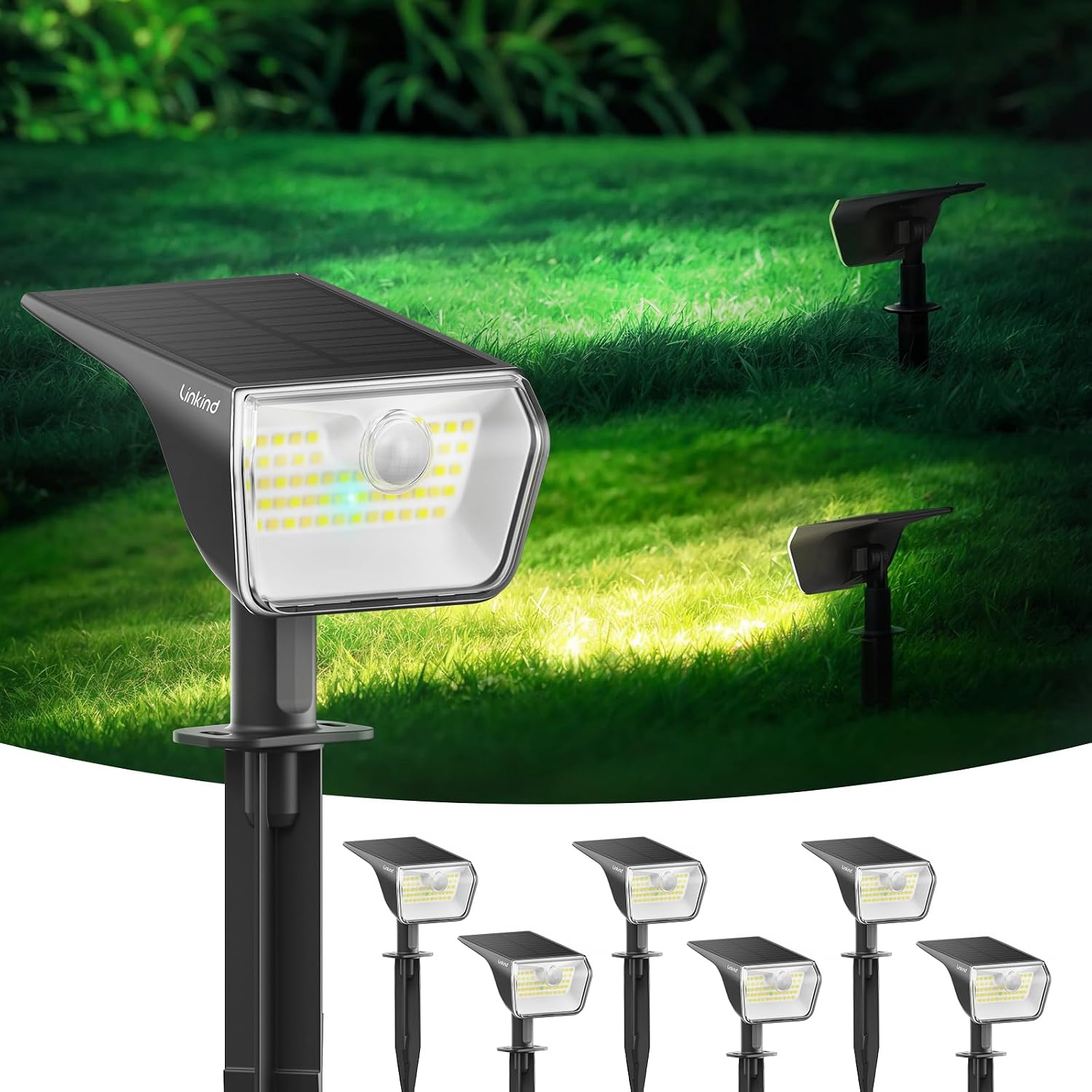Detalle de Linkind Spot Solaire avec Détecteur de Mouvement (6 pcs) : blanc froid/chaud et éclairage IP67