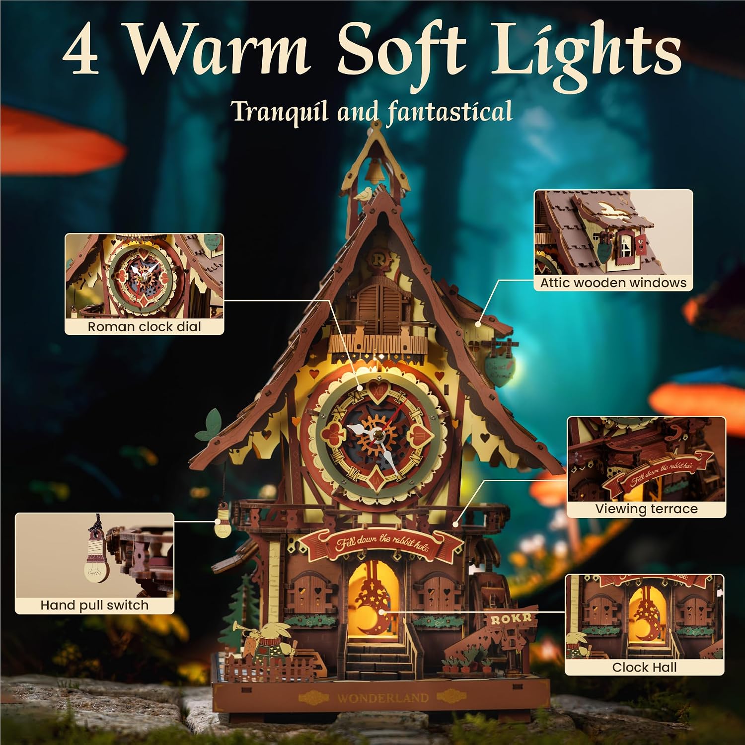 Detalle 2 de ROKR LC901C cuckoo clock 8‑hour wooden kit