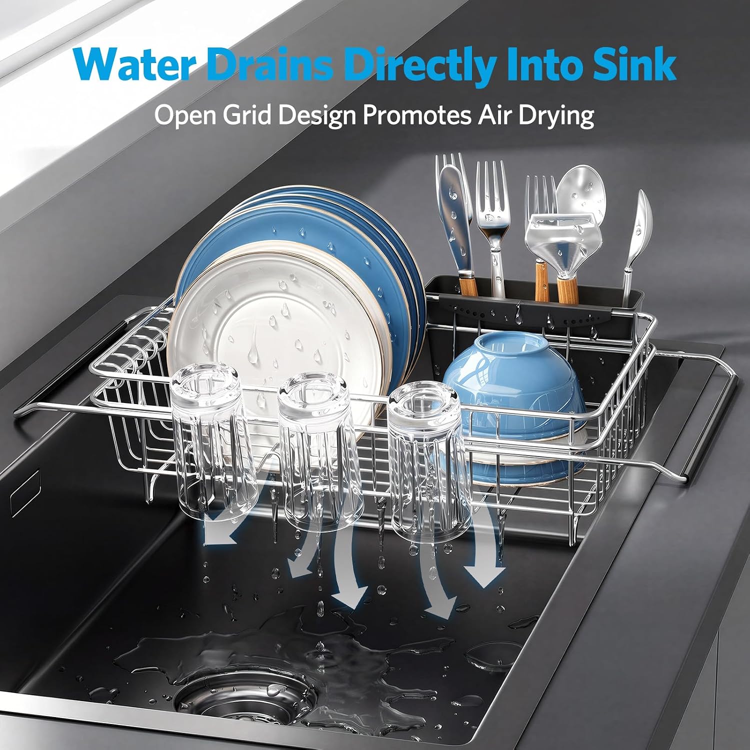 Thumbnail 4 de Delamu Over-the-Sink Dish Drying Rack, Stainless Steel