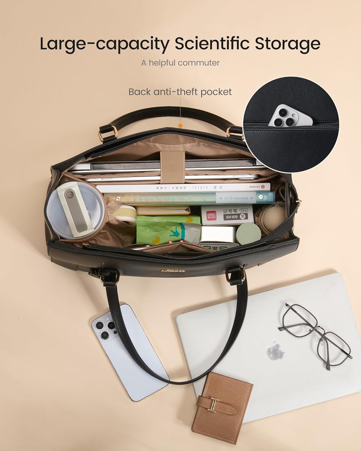 Thumbnail 2 de LOVEVOOK Laptop Handtasche für Damen (bis 15,6 Zoll) – elegante Shopper-Tote mit Reißverschluss