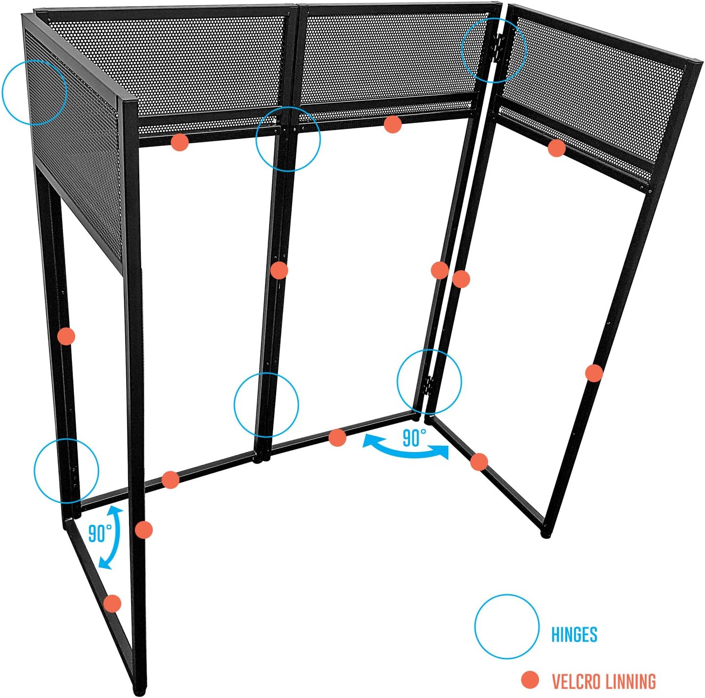 Detalle de AxcessAbles ES-01 Portable DJ Facade Booth, 40" x 20", Black & White Scrims