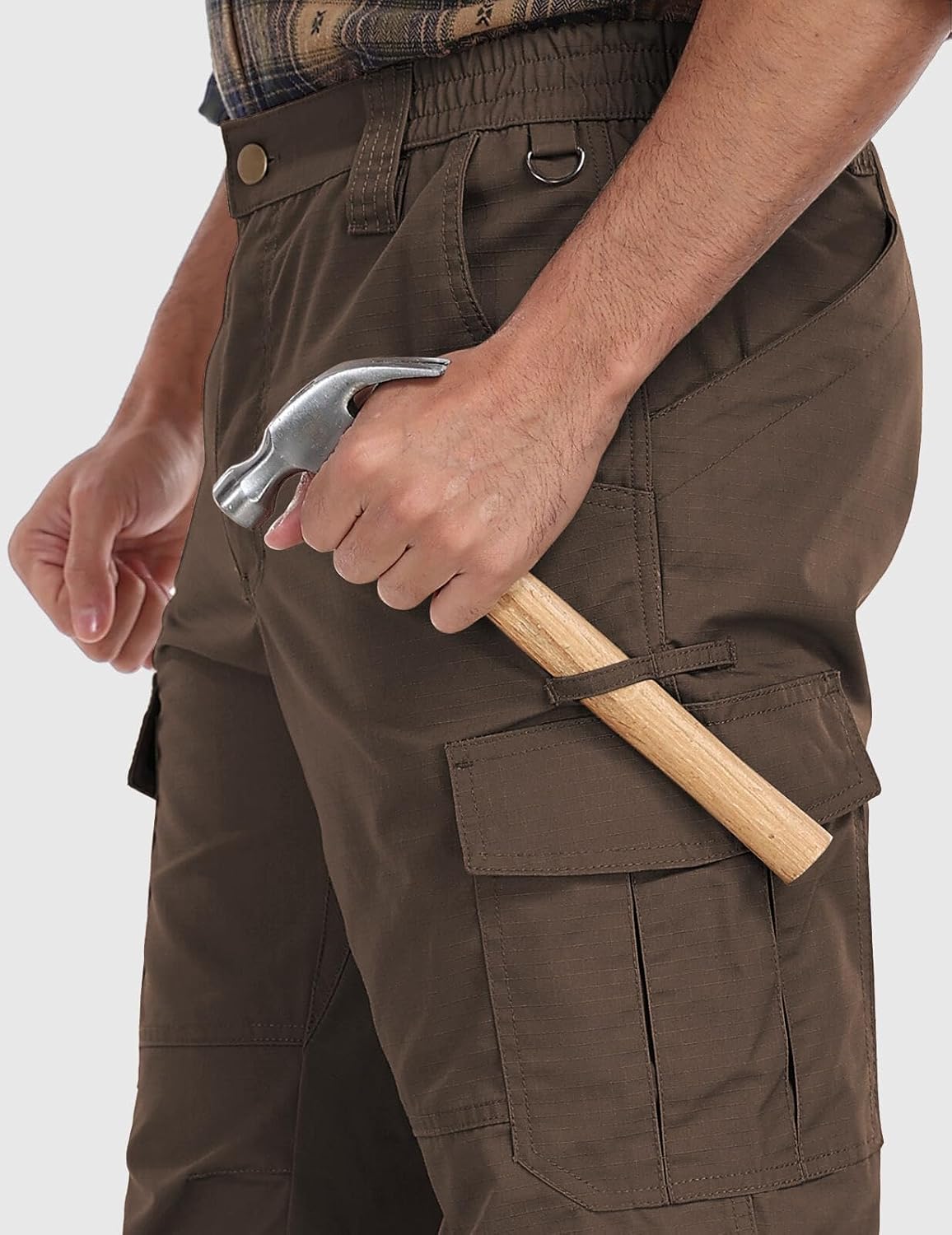 Detalle de SPOSULEI Men's Ripstop Cargo Work Pants, 7 Pockets, Water-Resistant