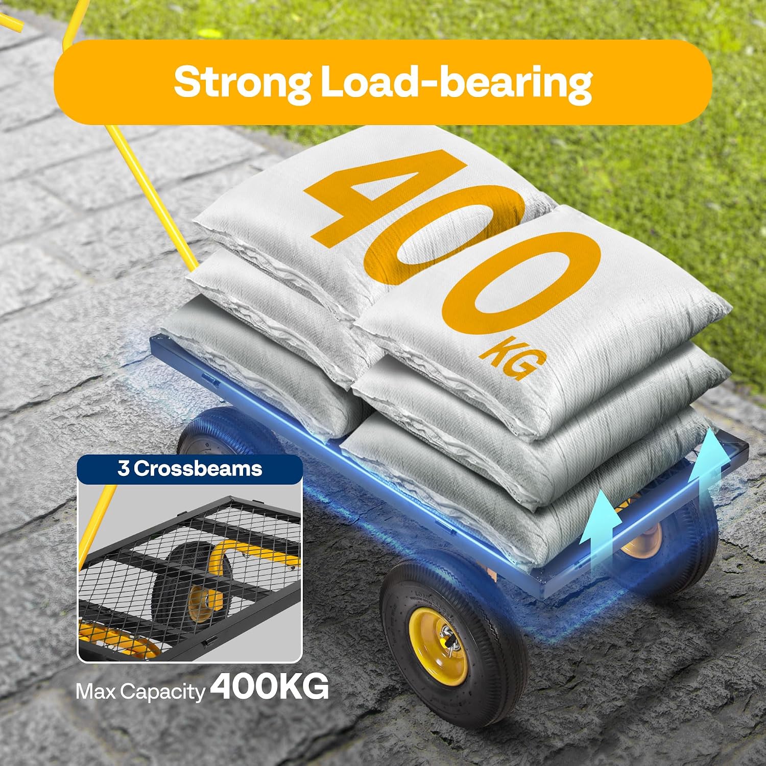 Detalle 2 de VIVOHOME Hand Trolley 400kg Capacity: Heavy-Duty Garden Cart for Hard Work