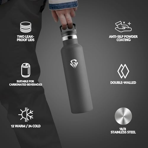Thumbnail 5 de Motswedi botella térmica 1 L acero inoxidable, BPA free, 2 tapas, negro