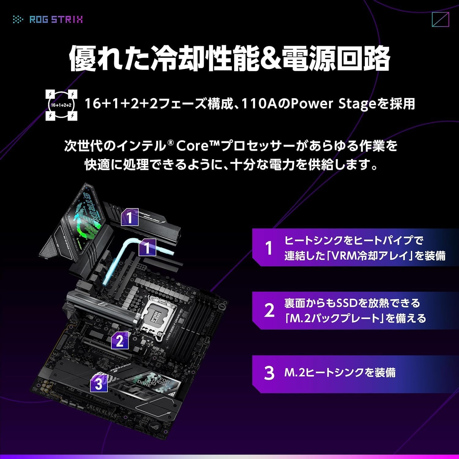Thumbnail 2 de ASUS ROG STRIX Z890-F GAMING WIFI マザーボード、Wi-Fi 7・PCIe 5.0・DDR5対応