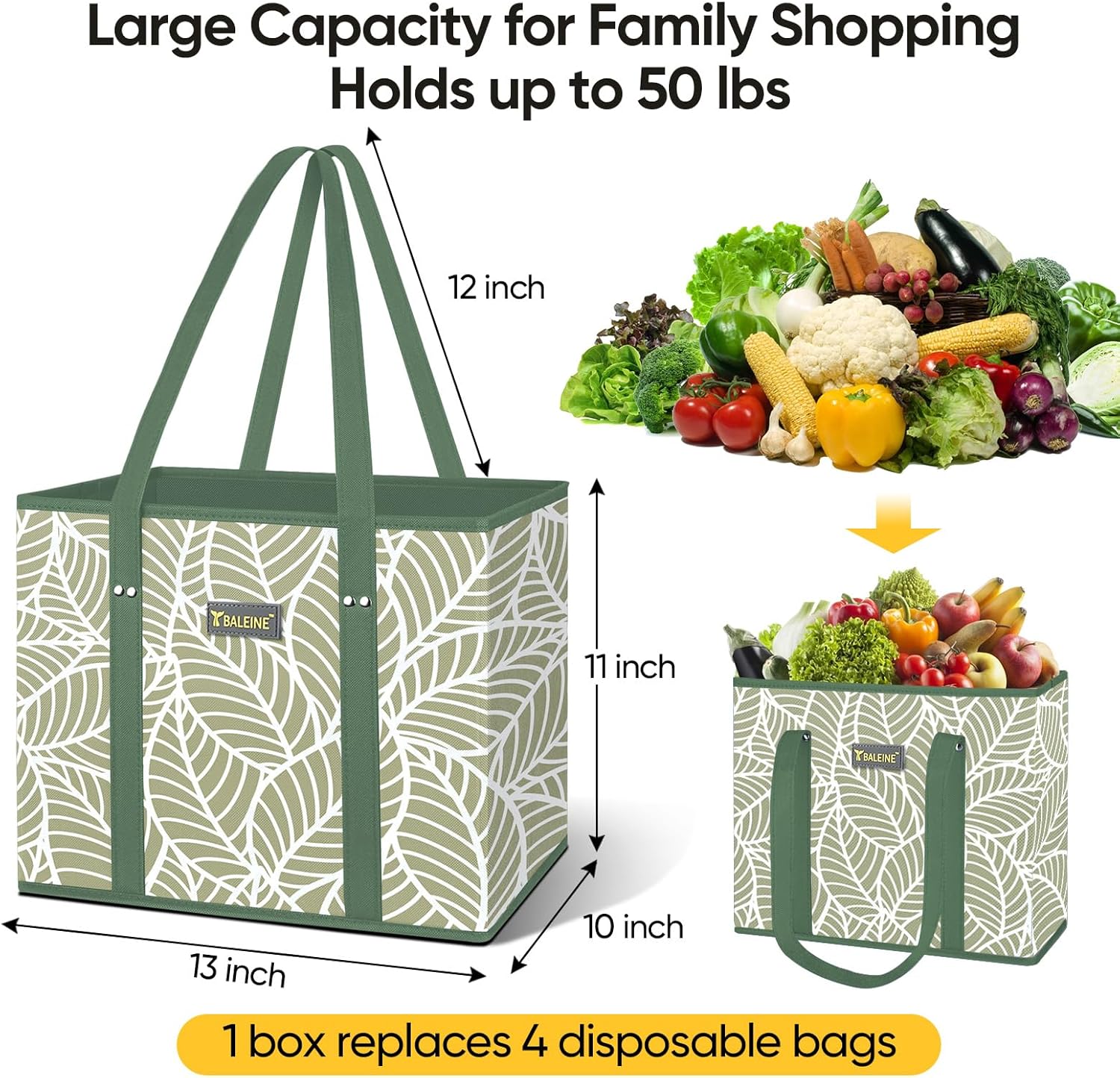 Detalle 2 de BALEINE 3Pk Reusable Grocery Bag 10x11x13