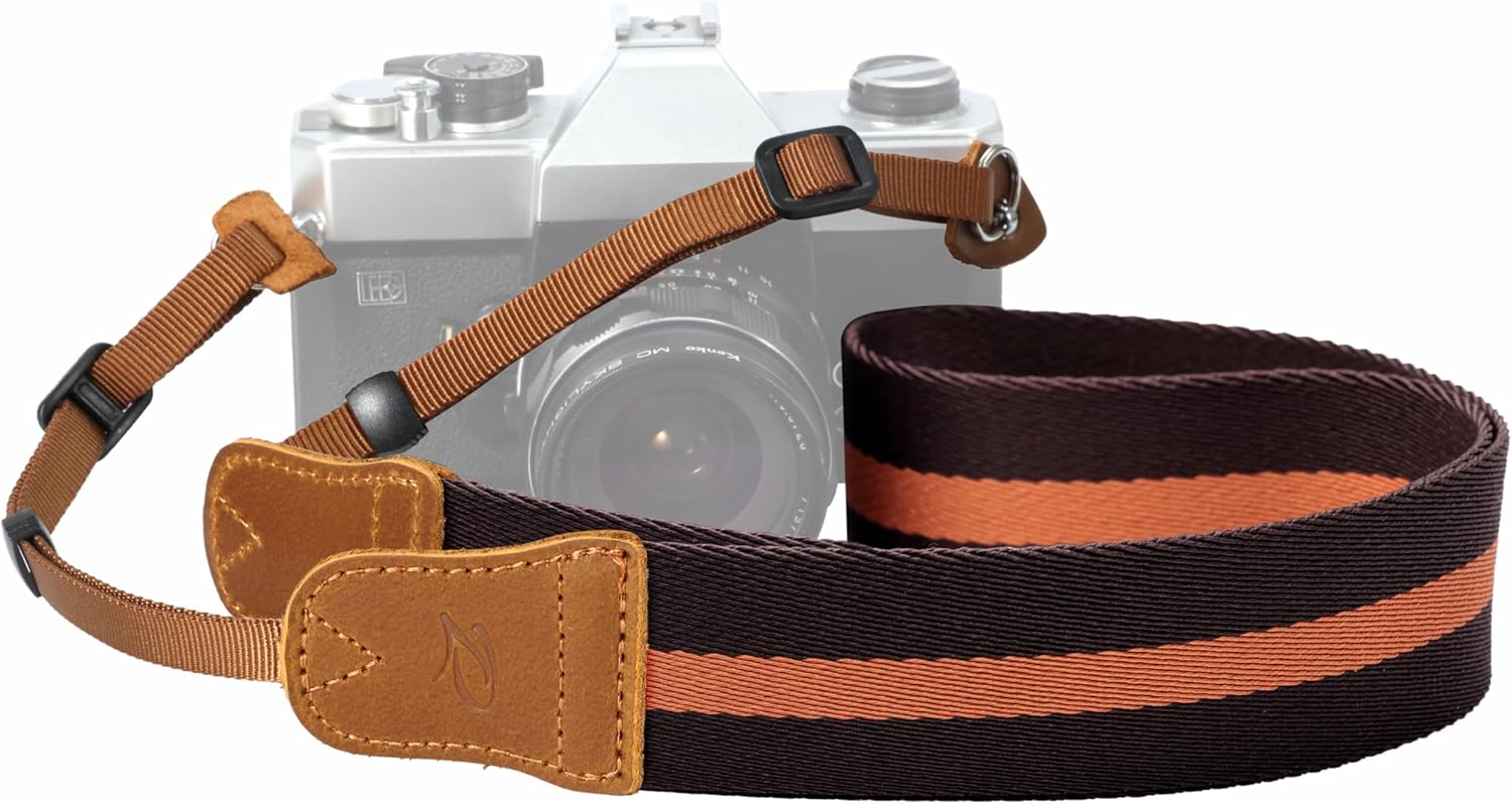 Detalle de Padwa Lifestyle Brown Yellow Stripes 1.5" camera strap