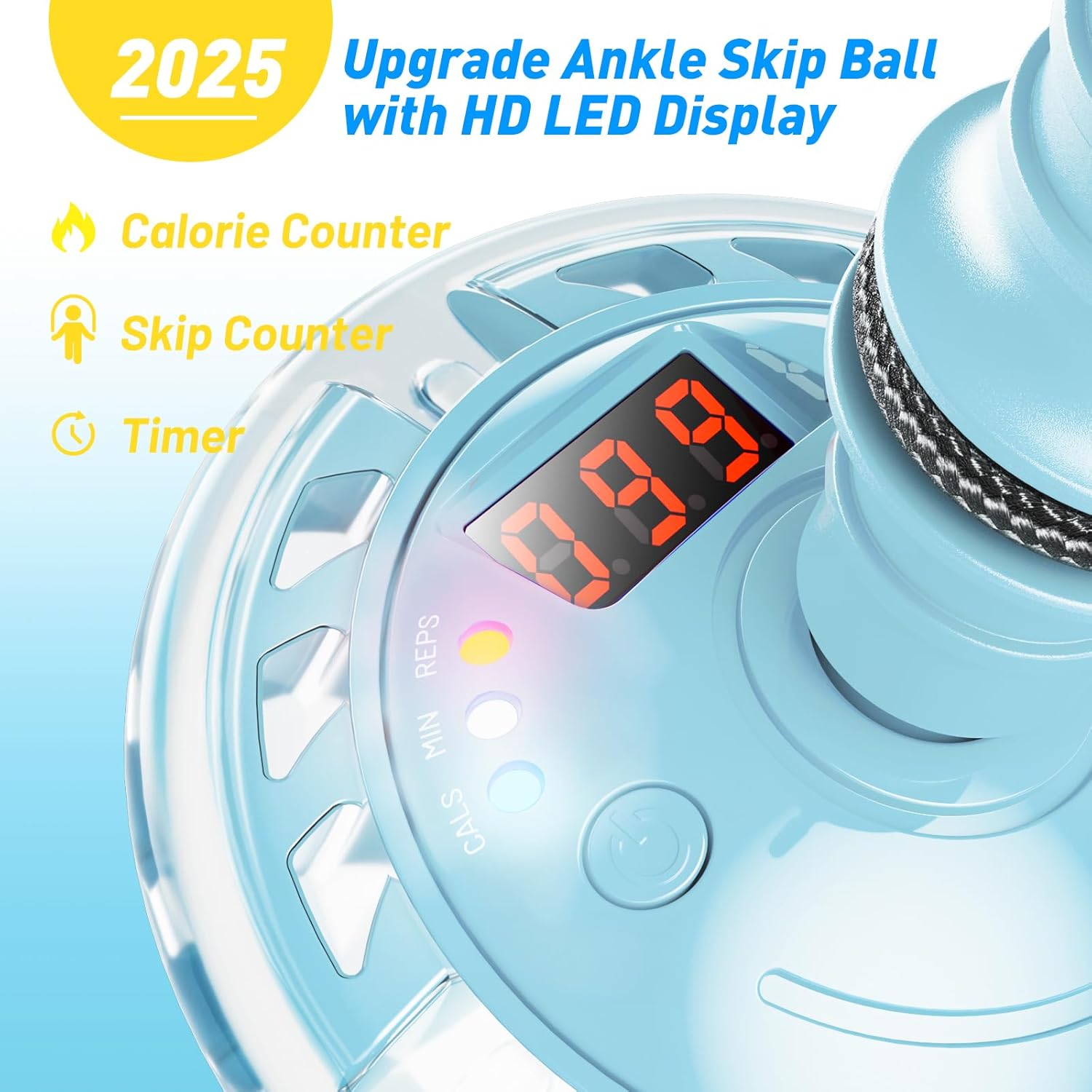 Thumbnail 1 de Flooyes Skip Ball for Kids: LED Ankle Jump Rope with Counter, Timer & Calorie Tracker