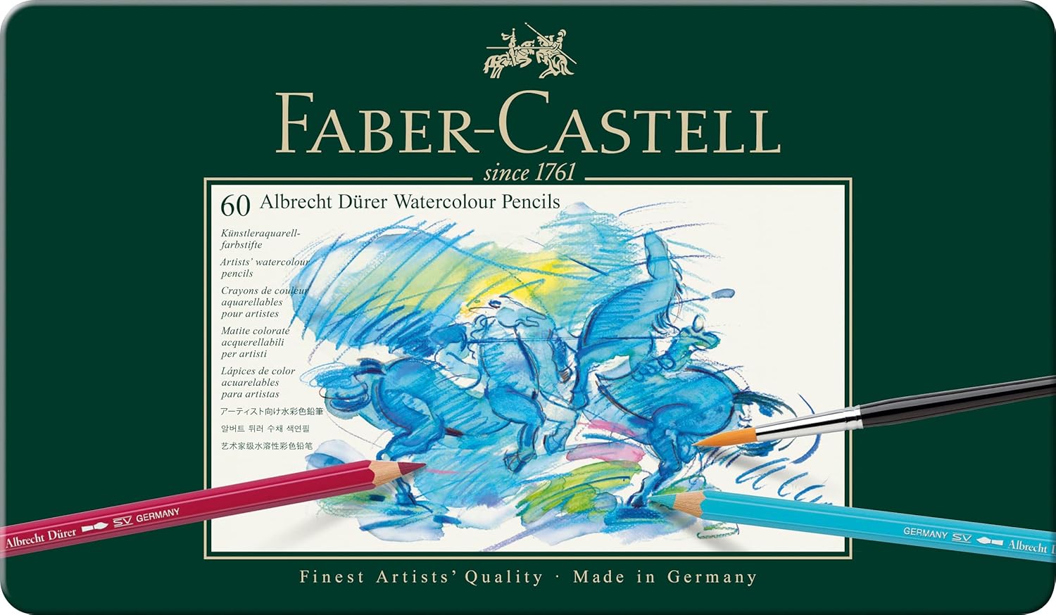 Detalle 2 de Faber-Castell Albrecht Dürer Aquarellstifte Set (60 Farben, 3,8 mm Minen) – wasserlösliche Aquarelleffekte