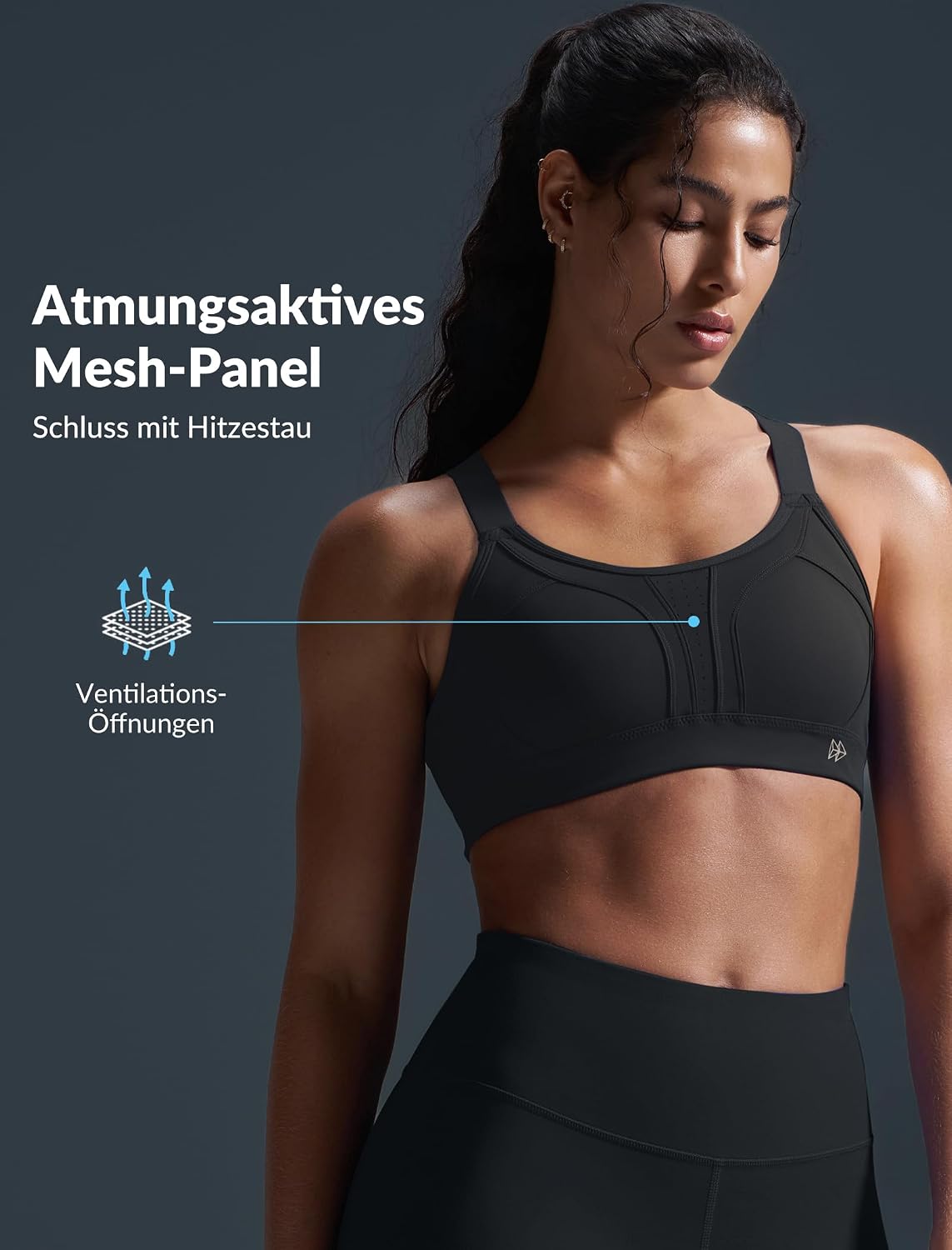 Detalle de Yvette Sport BH Starker Halt Verstellbare Träger Gekreuzt Rücken Große Größen – Fitness, Lauf & Yoga