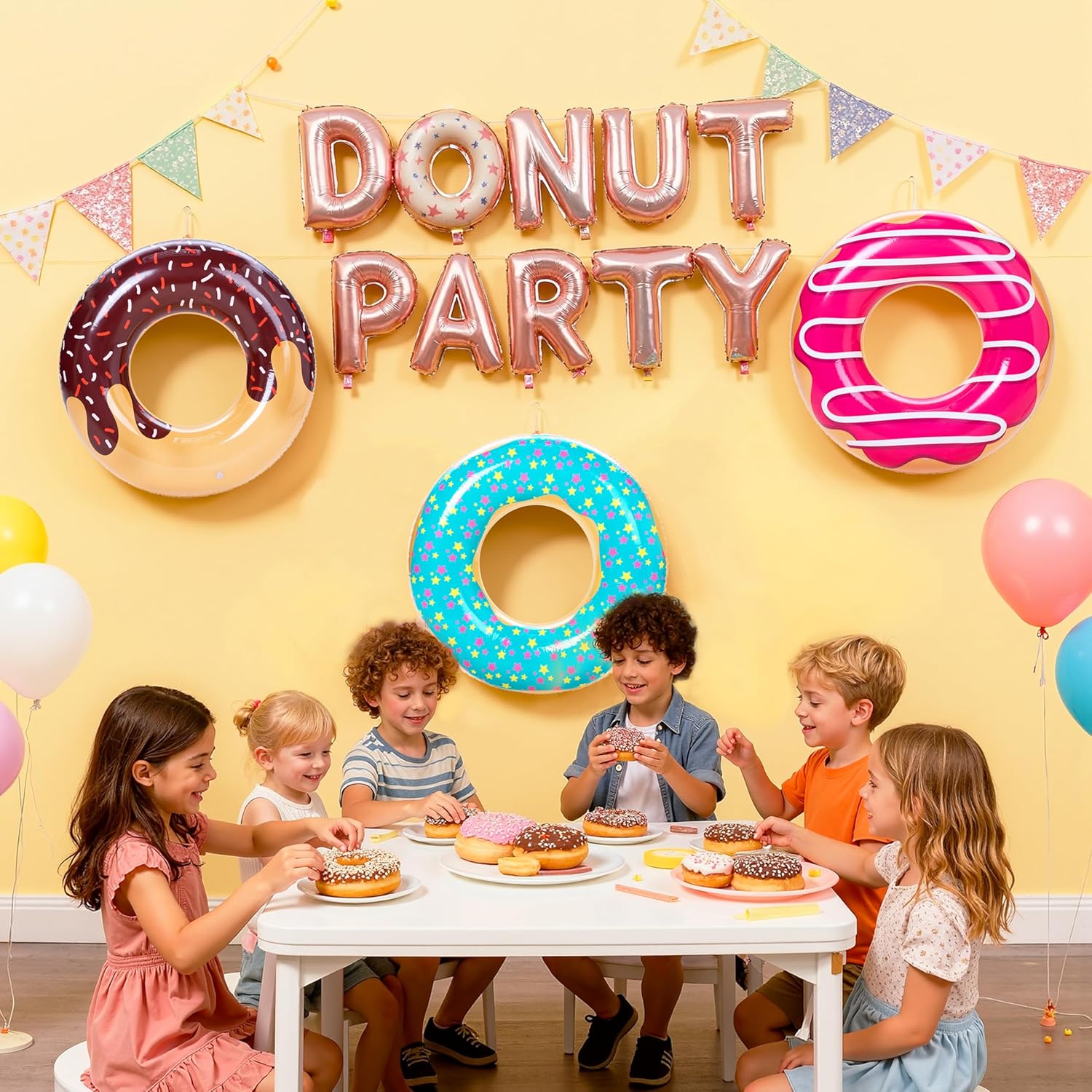 Thumbnail 6 de JOYIN 3er-Set aufblasbare Schwimmringe mit Glitzer (32,5" / 82,55 cm) – Donut-Design für Pool, Strand und Party