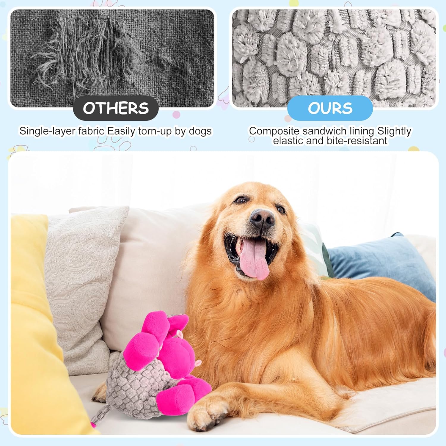 Thumbnail 5 de Wonfly Dog Toys: Interactive Squeaky Plush Toy with Cotton Cloth and Crinkle Paper