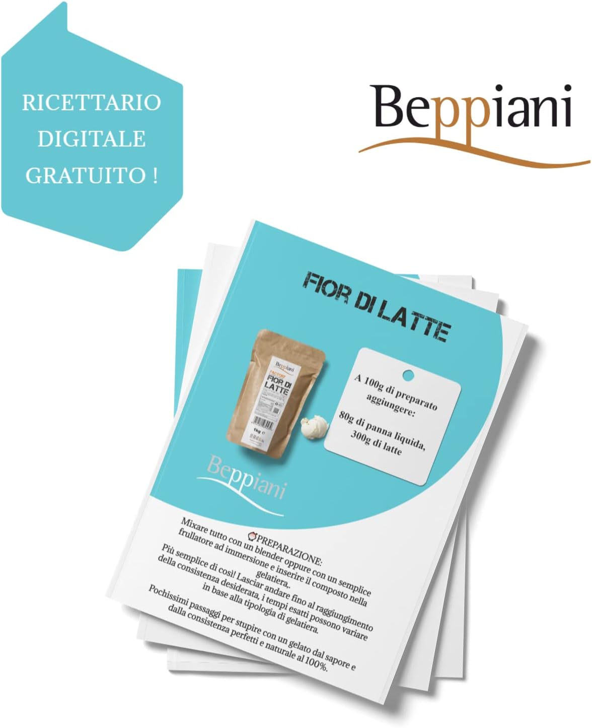Detalle de Preparato per gelato Light Beppiani – 1,5 Kg di gelato light con zucchero di betulla finlandese
