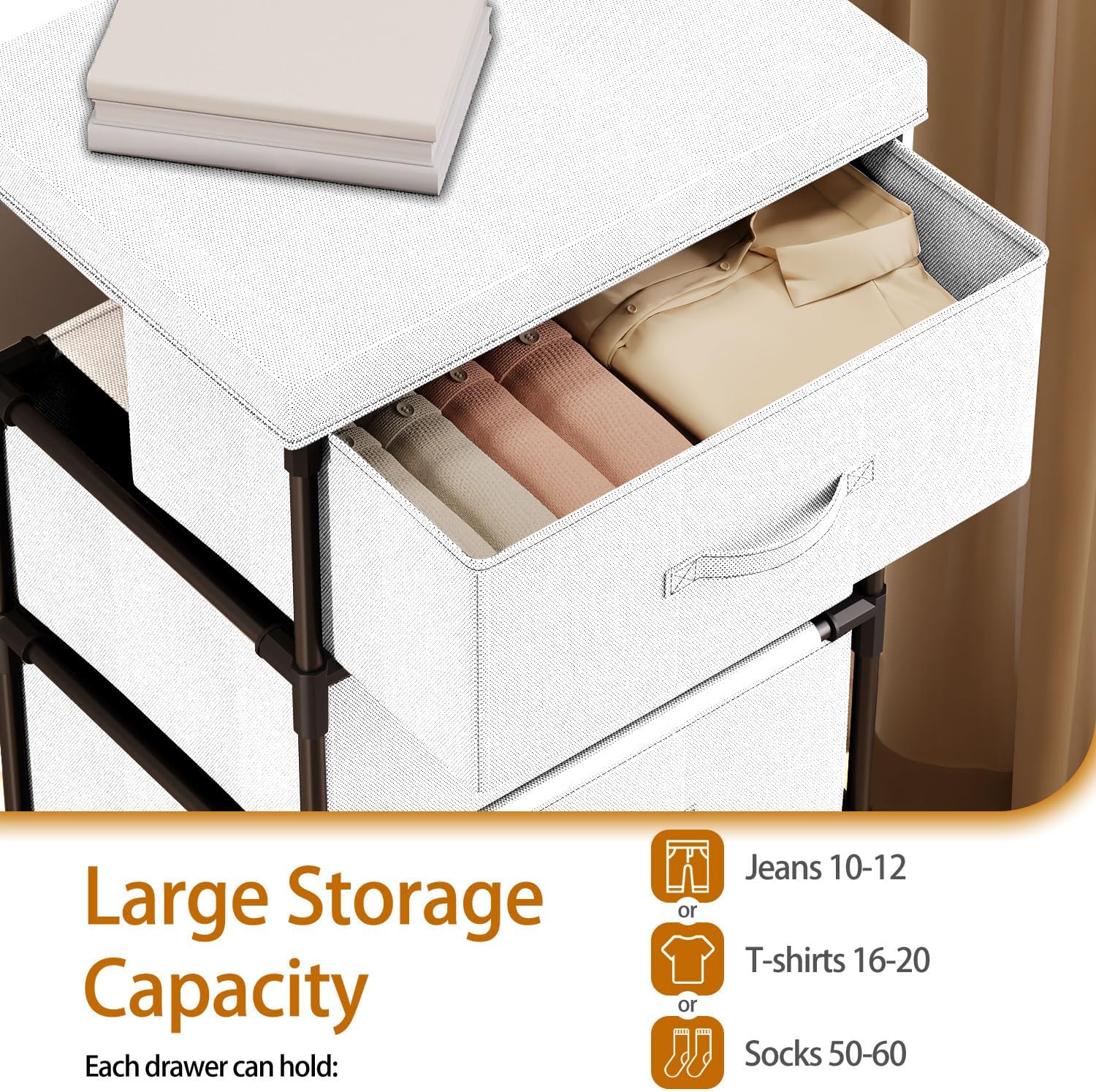 Thumbnail 4 de WANGIRL Fabric Chest of Drawers