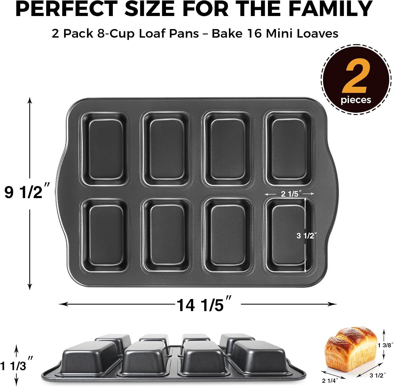 Detalle 2 de HONGBAKE 8-Cavity Mini Loaf Pan set ๐