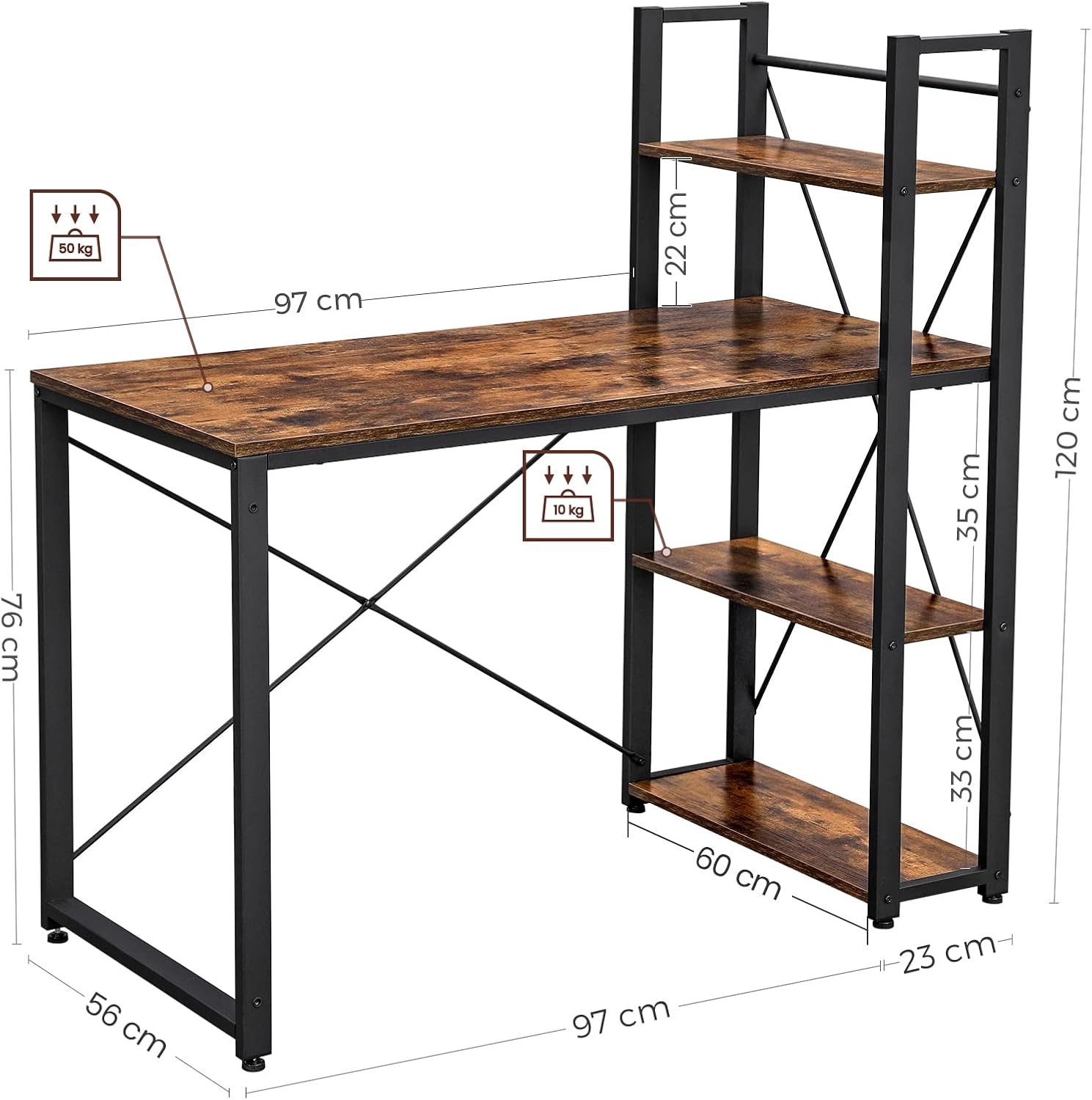 Thumbnail 2 de VASAGLE LWD48X Schreibtisch 120 cm