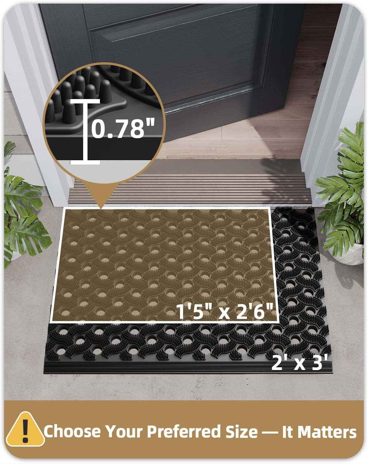 Thumbnail 1 de COLOR&GEOMETRY Zerbino Esterno in TPE Ultra Resistente alle Intemperie – 61x91 cm, Nero