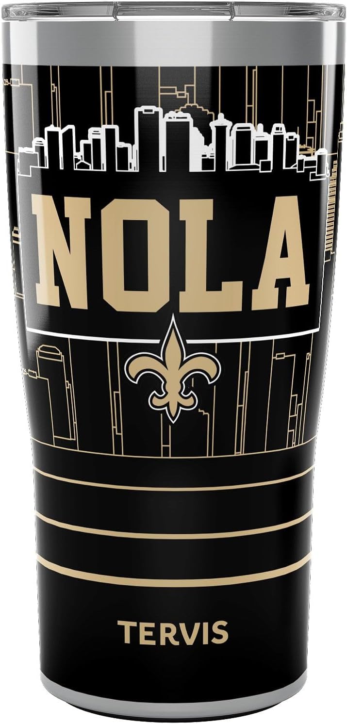 Tervis Traveler NFL New Orleans Saints “Nola Slogan” Triple-Walled Insulated Tumbler (20oz) — Stainless Steel Travel Cup