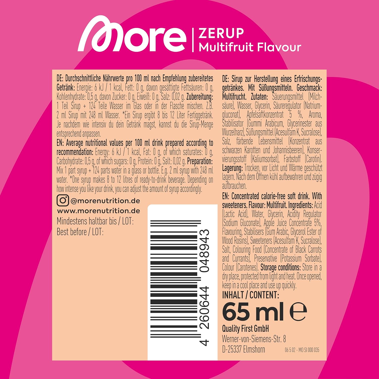 Thumbnail 3 de More Zerup Zero Calorie Syrup Multifruit 65 ml