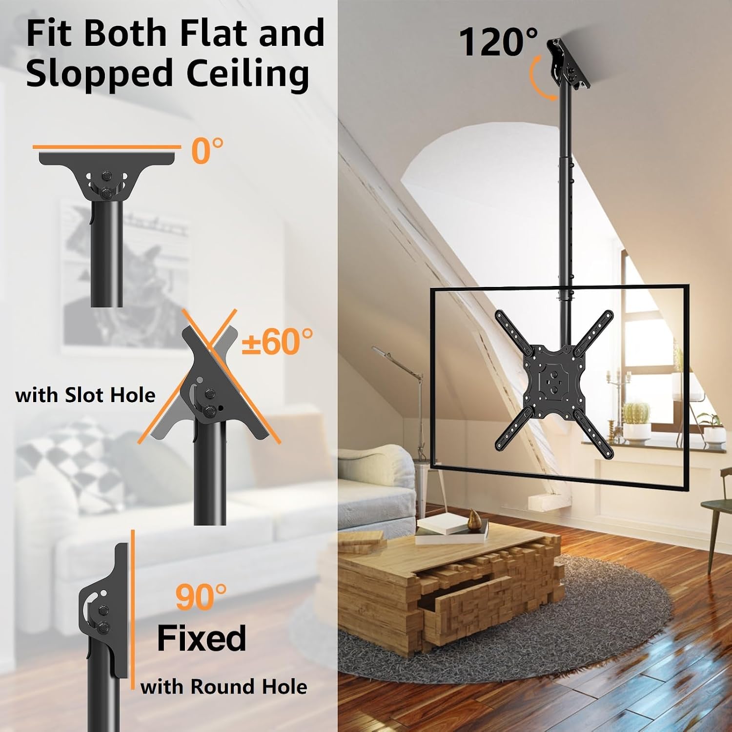 Detalle de ELIVED Ceiling TV Mount for 26-65 Inch TVs