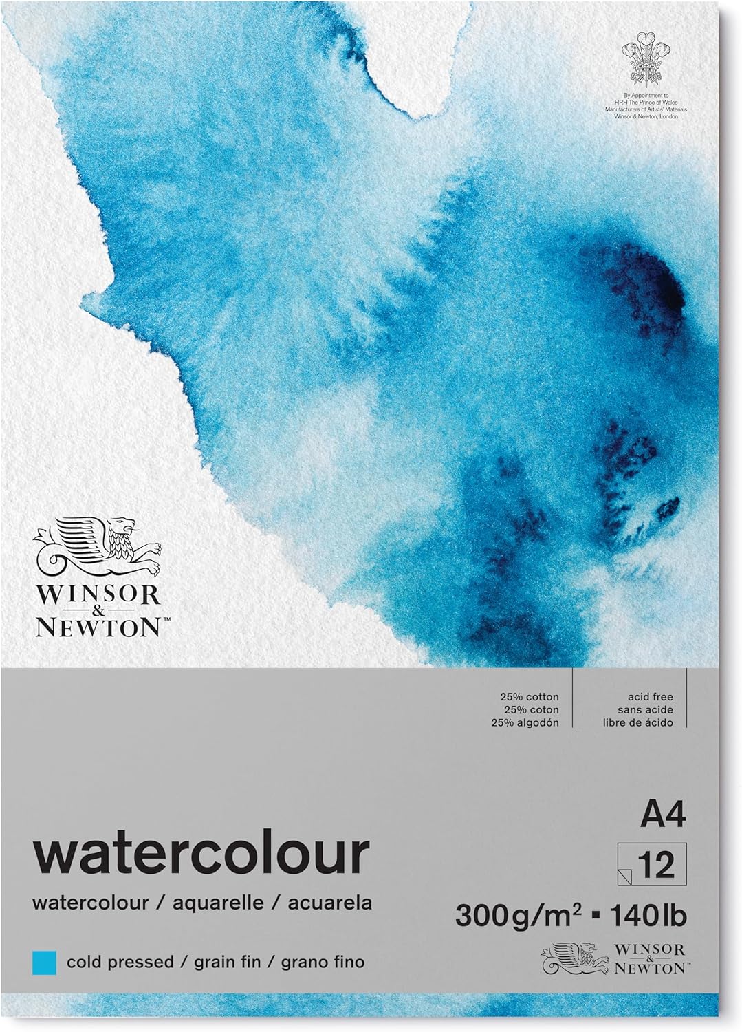 Detalle de Winsor & Newton Papier Mélange 25% Coton Aquarelle Bloc Grain Fin 300G - A4, 12 Feuilles