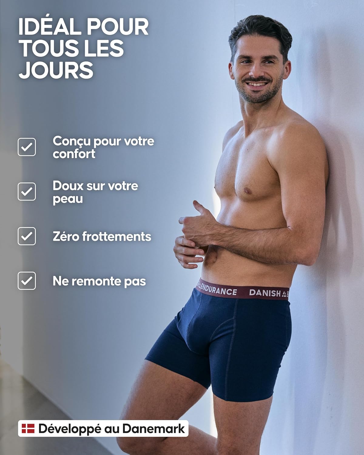Thumbnail 2 de Danish Endurance Lot de 3 Boxers élastiques en coton pour homme