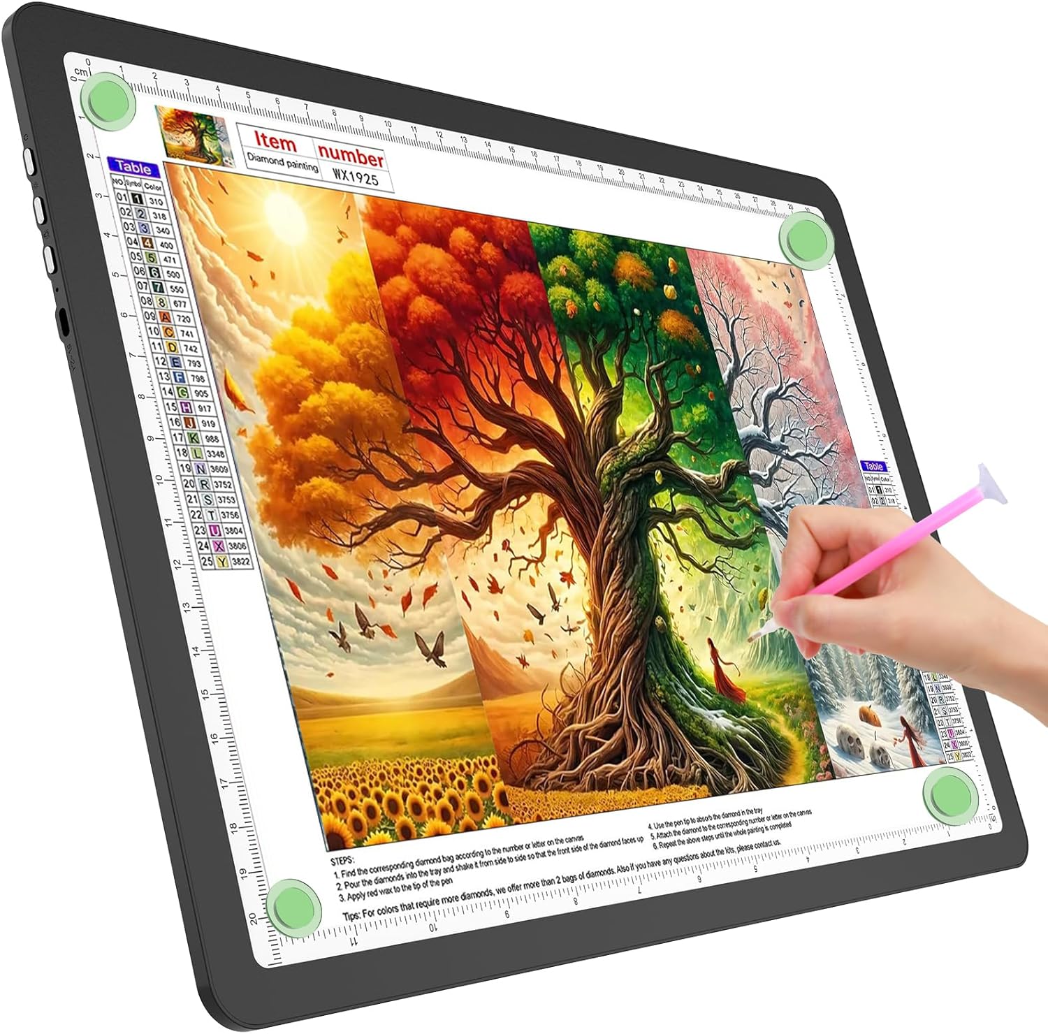 TOHETO A4 Light Board for Diamond Painting — Super-bright magnetic light pad with side buttons (corded)