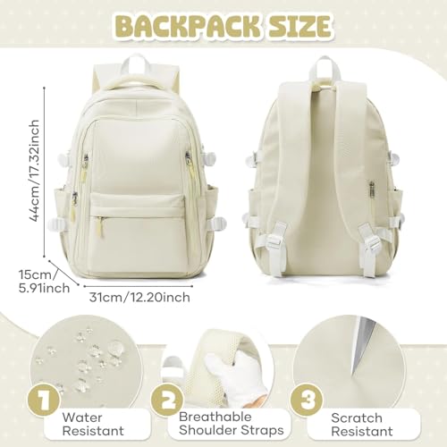 Thumbnail 2 de HYC00 School Bag for Teenagers – 20L, 14-Inch Laptop, Water-Resistant Beige Rucksack