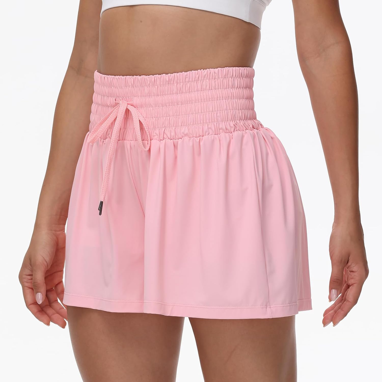 Detalle de Blaosn Flowy Athletic Shorts for Women – High-Waisted With Pocket, 2-in-1 Flowing Hem, Ideal for Workouts and Casual Summer Wear