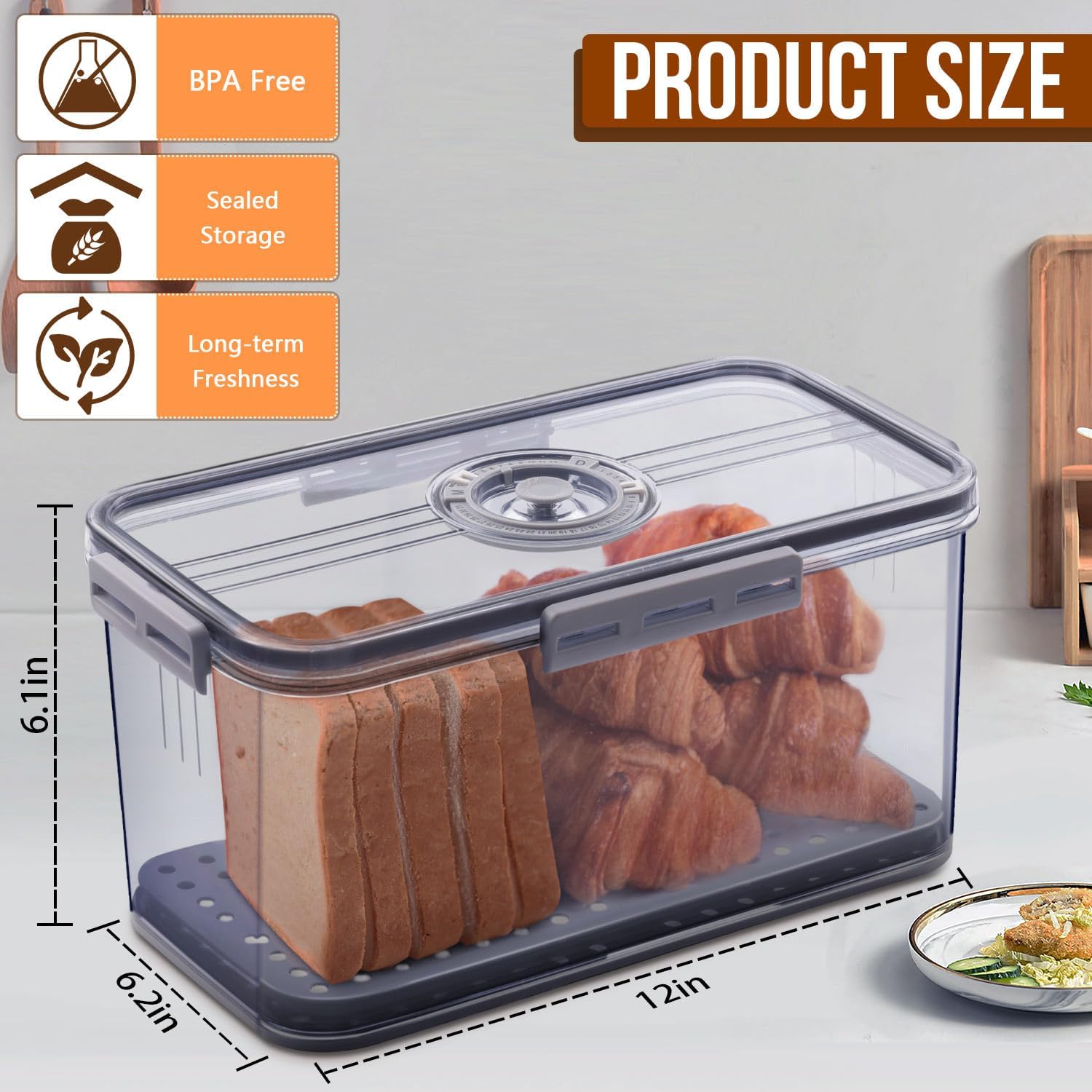 Thumbnail 1 de Gifhomfix Bread Box Airtight bread storage 🍞