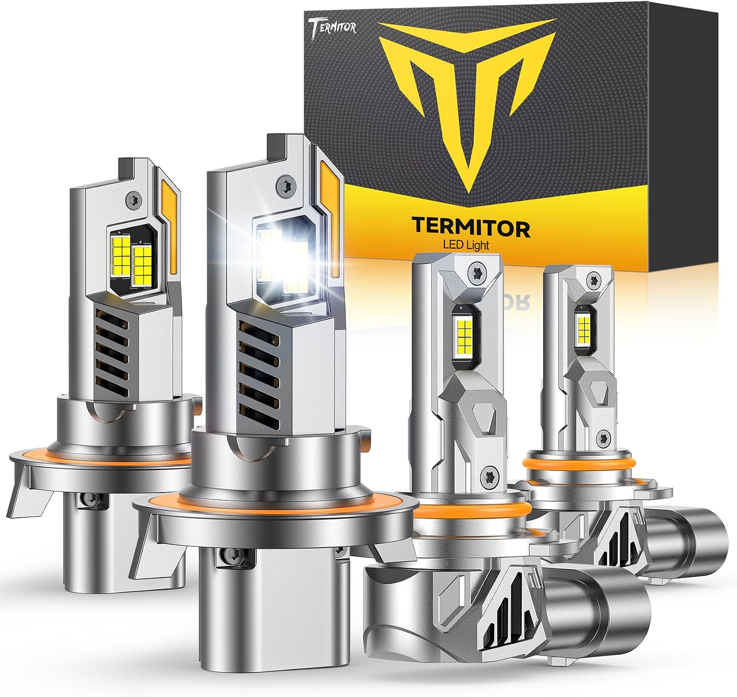 Detalle de Termitor Latest H13/9008 H10 LED Bulbs Combo for Ford F-150 (2004-2014) – 100,000LM, 6500K, Plug N Play, 4-Pack