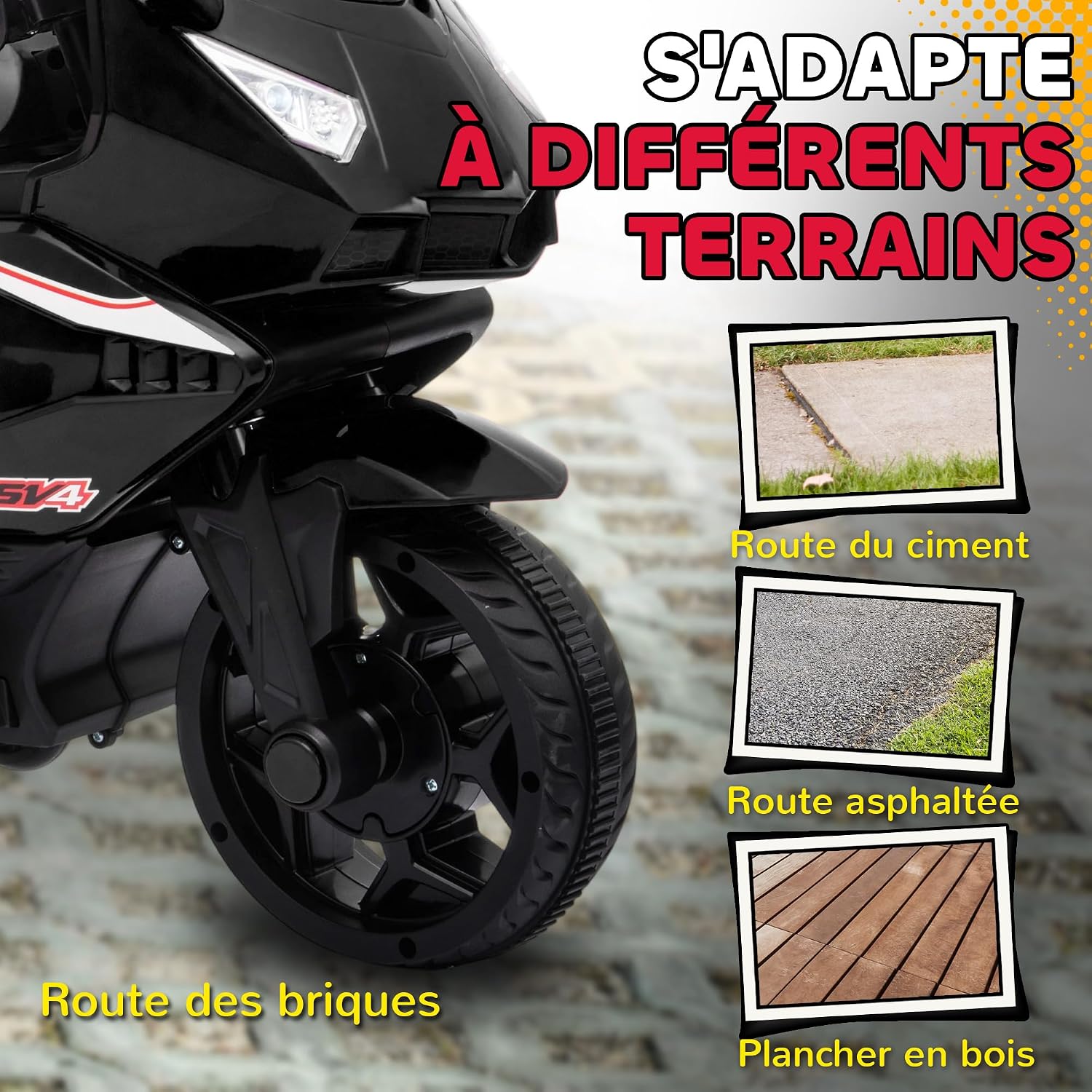 Thumbnail 5 de AIYAPLAY 370-451V90BK elektrische kinder-motorfiets, 6 V, 2,5 km/u