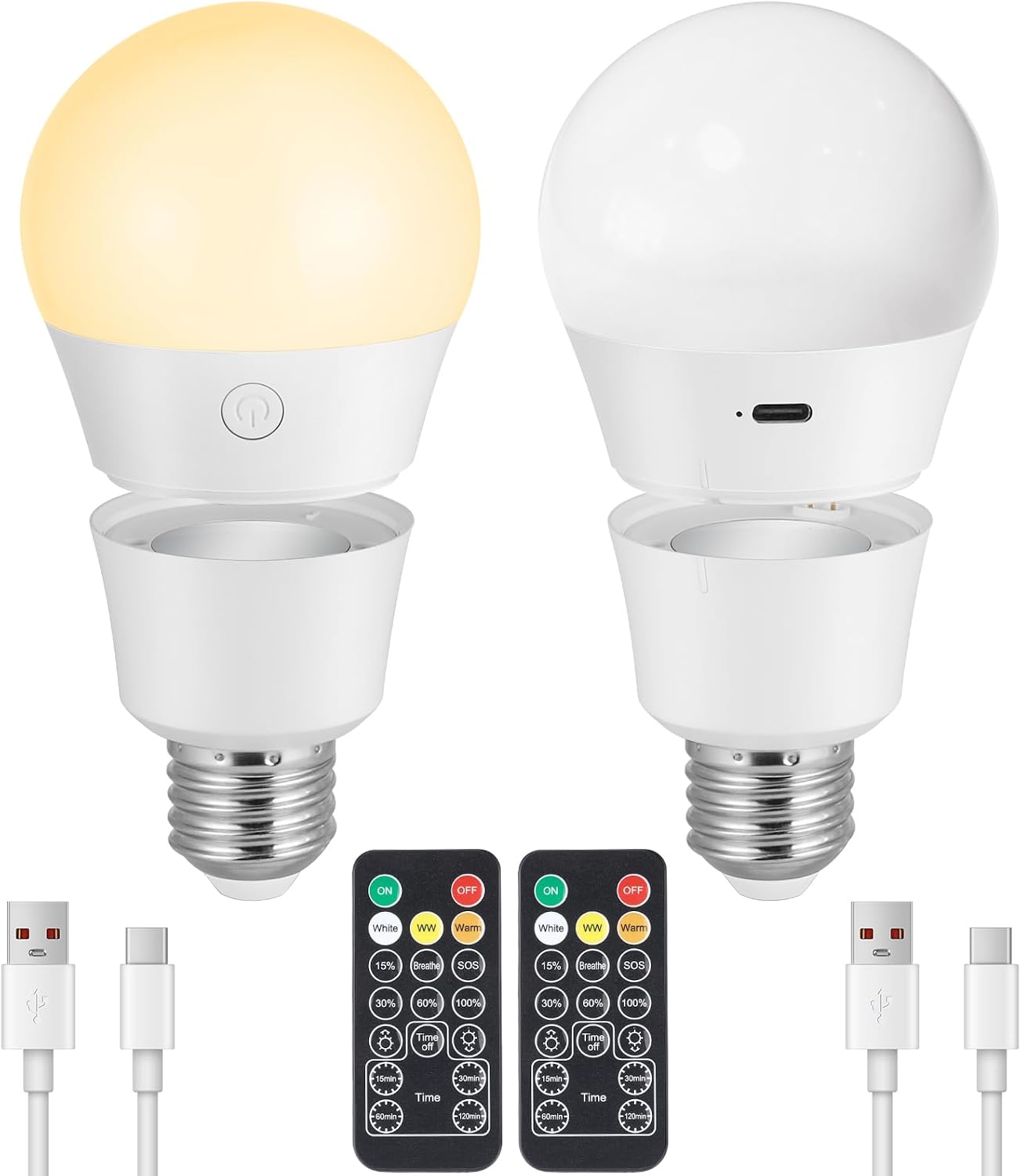 Detalle de INTERESTIME INT-CXDP-2EU oplaadbare E27-ledlampen, 7 W, magnetisch, set van 2