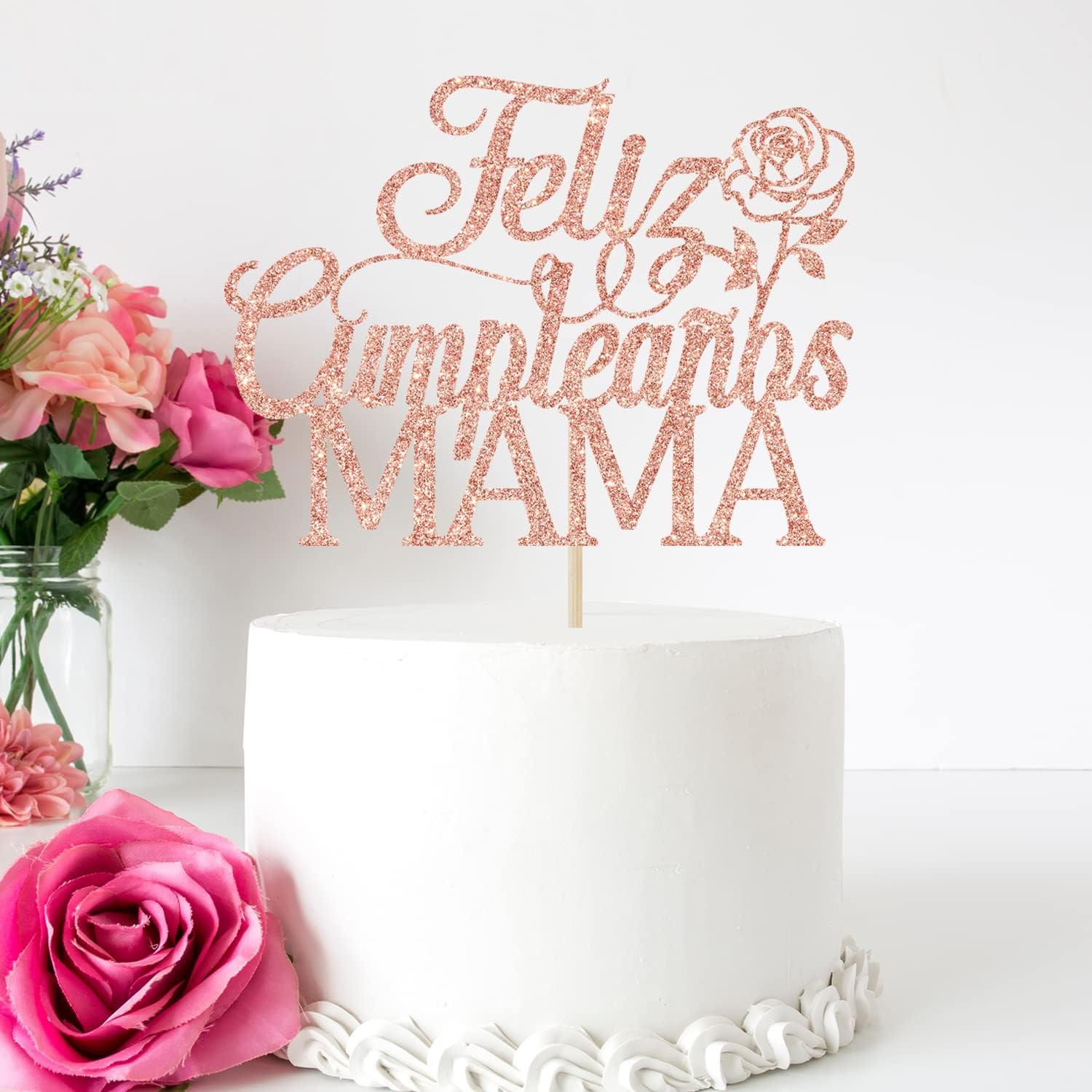 Thumbnail 1 de Cake Topper in Rose Gold Glitter