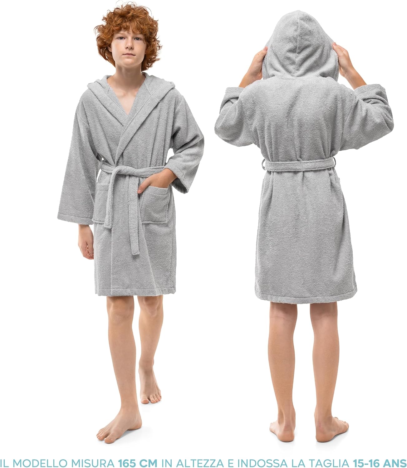 Detalle de Twinzen Accappatoio Bambino Adolescenti con Cappuccio in cotone 100%: morbidezza e assorbimento per ogni momento
