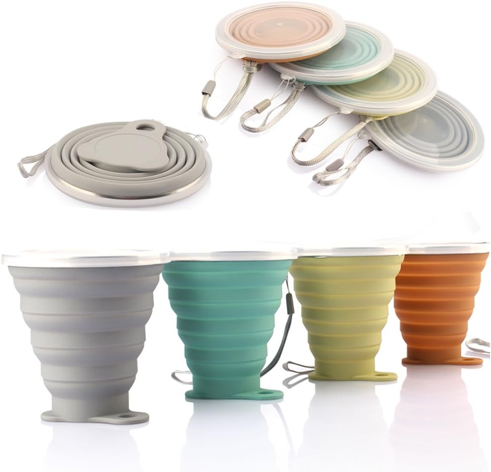 Detalle de ME.FAN MF-SCTC Collapsible Silicone Travel Cups, 270 ml, Graduated with Lids
