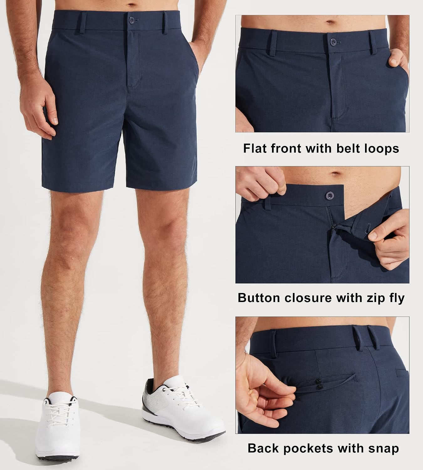 Detalle de Libin Men's Golf Shorts 7"/9" Work Dress Shorts: Lightweight, Quick-Dry & Water-Resistant Hybrid Comfort