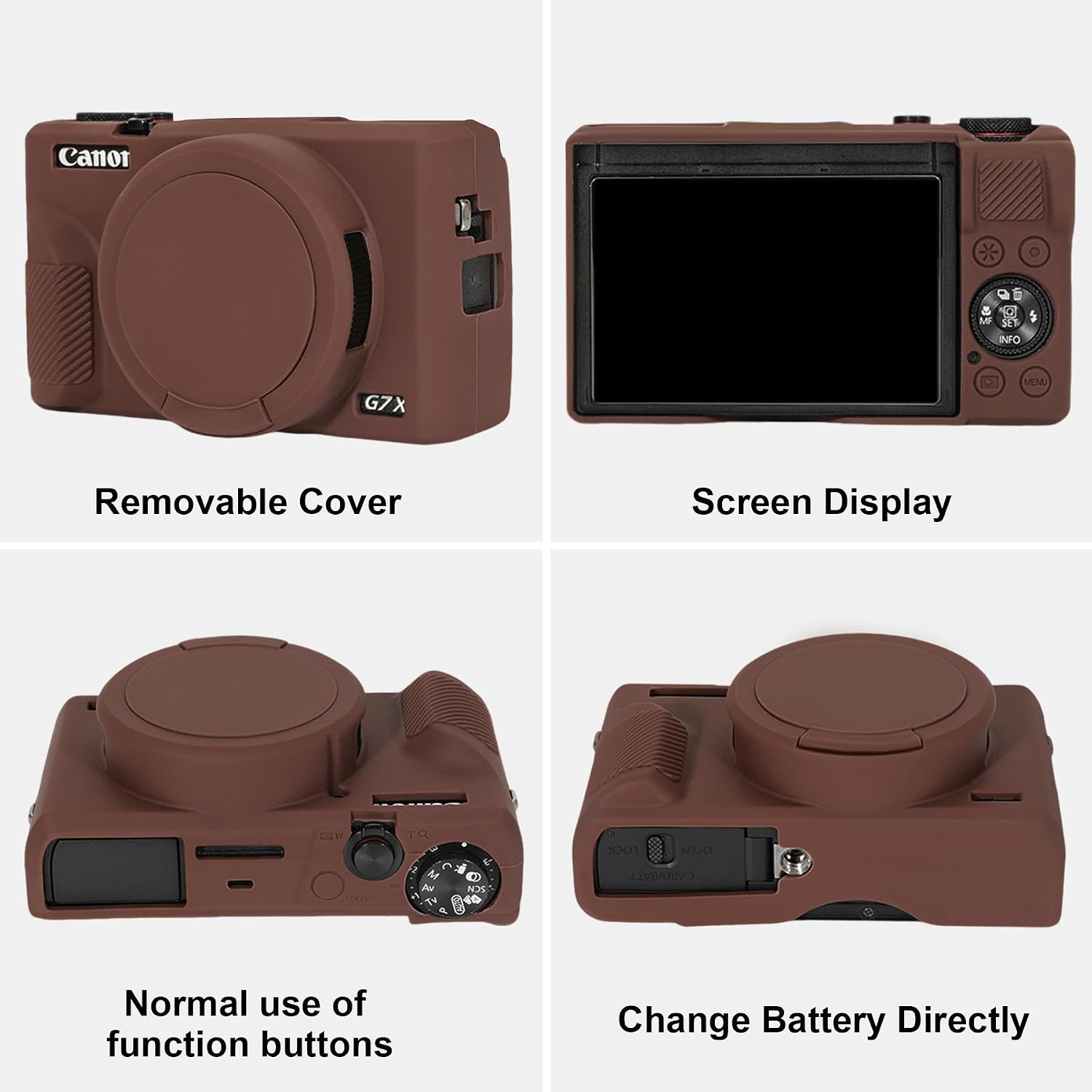 Thumbnail 4 de RAIALL Case for Canon PowerShot G7X Mark III: Hard Carry Case & Silicone Protective Cover in Brown
