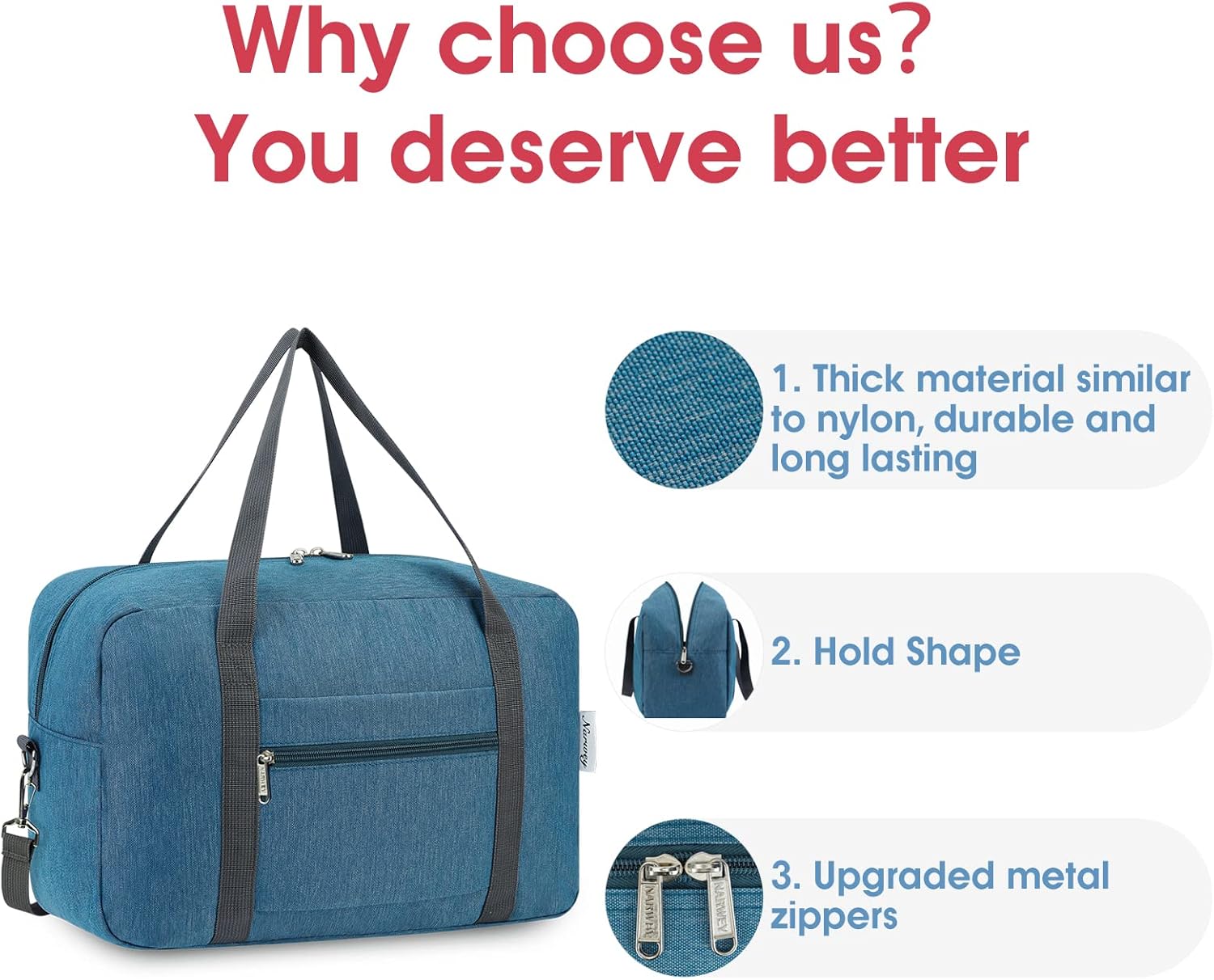 Detalle 2 de for Ryanair Cabin Bags 40x30x20 Underseat Foldable Travel Duffel Bag Holdall Navy 20L