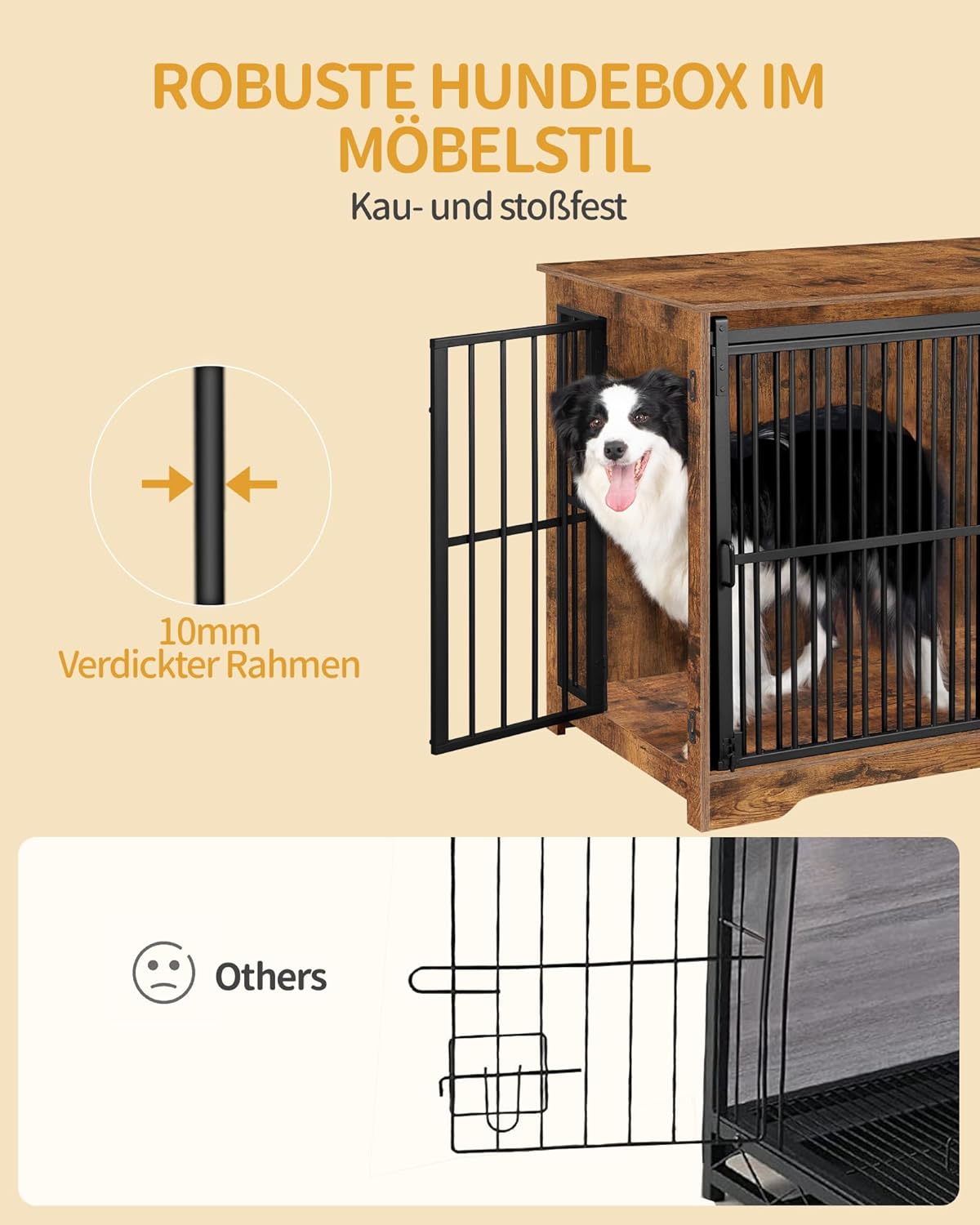 Thumbnail 2 de Hzuaneri Hundekäfig Möbel 110 cm (DCF84401B) mit 2 Türen – Indoor-Hundebox als Beistelltisch