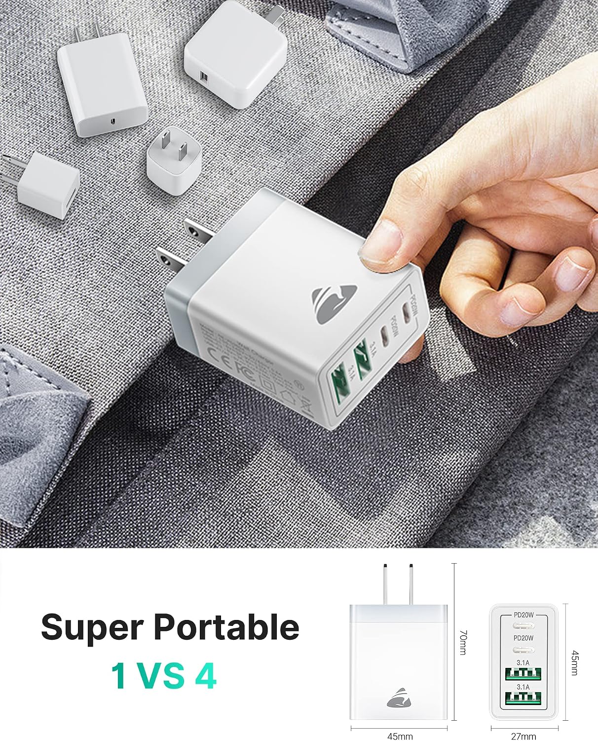Detalle de Aiminu USB-C wall charger, 40W
