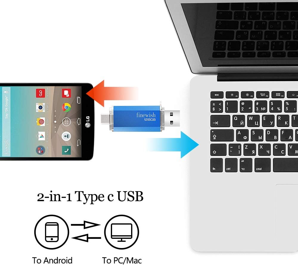 Detalle de USB C Memory Stick 128 GB – 2 in 1 Type C Flash Drive (Blue)