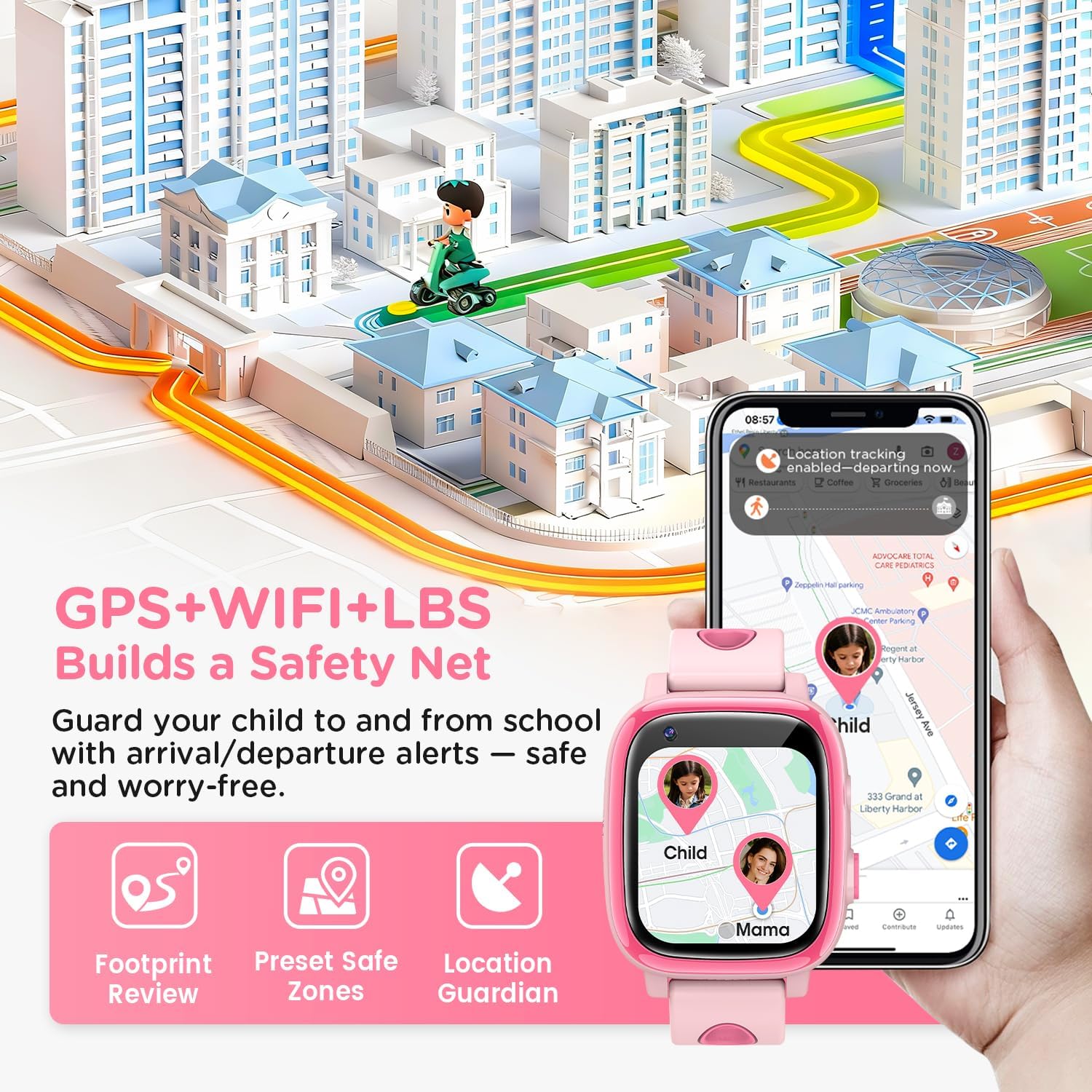 Thumbnail 3 de whraills 2026 Nuovo Smartwatch Bambini 4G con Videochiamata, GPS e Modalità Scuola – Rosa