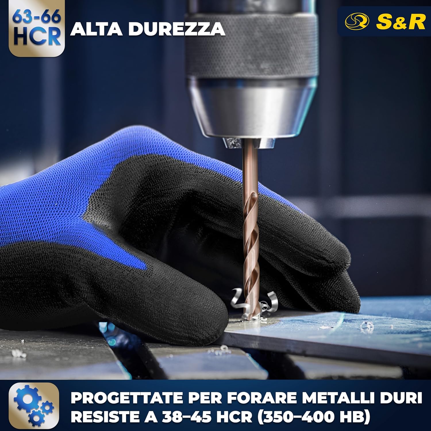 Detalle de Set punte trapano S&R in lega di cobalto 1,5–6,5 mm, 13 pezzi – DIN 338, HSS Cobalto 5%