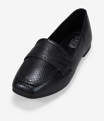 Detalle de BOSANOVA Mocasines Planos para Mujer con Grabado de Serpiente y Suela Plana – Negro, 41