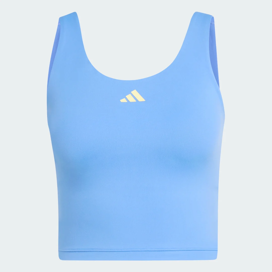 Detalle 2 de Camiseta con sujetador para poco impacto 3 Stripes Studio All Me de Adidas