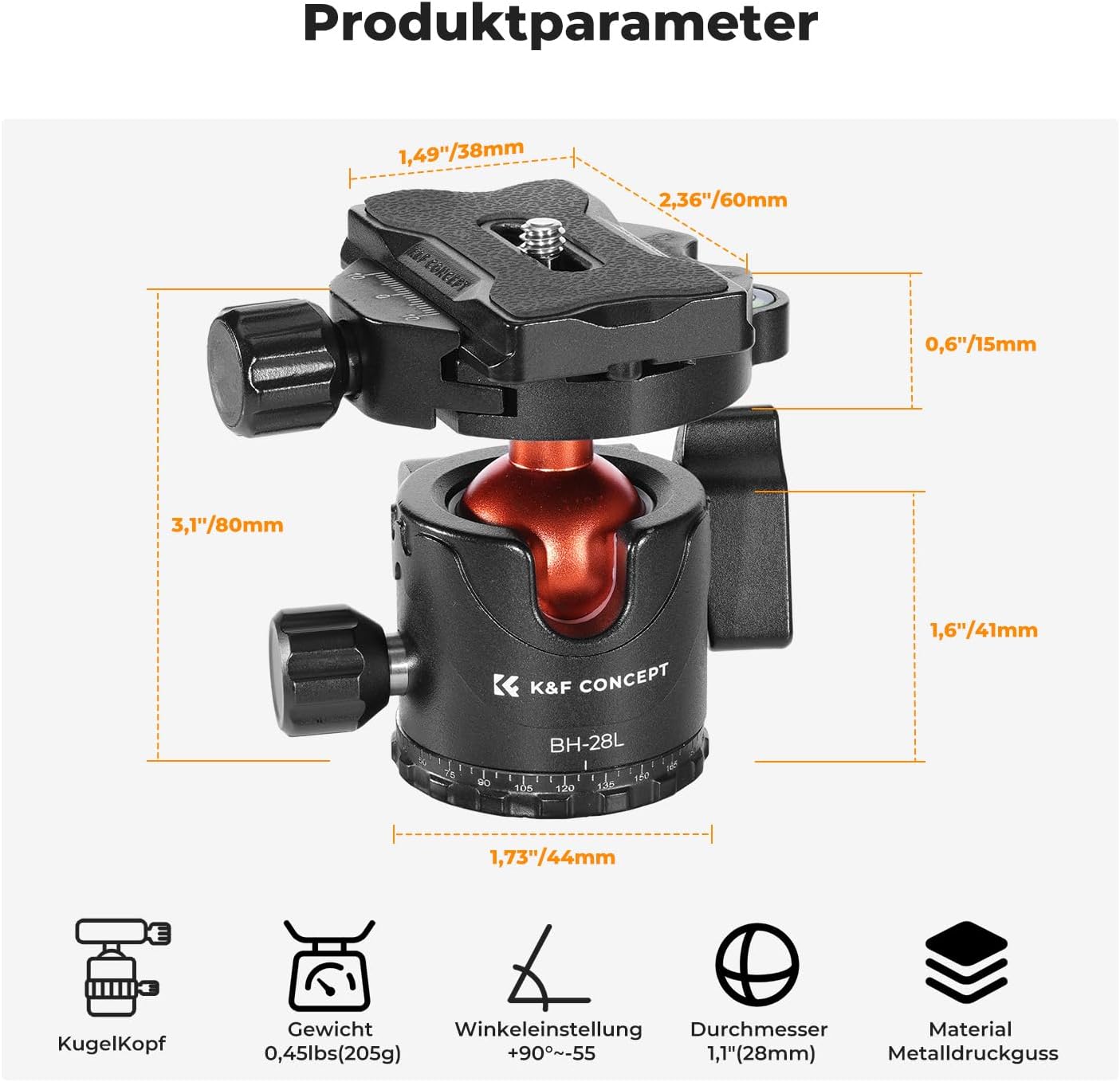 Thumbnail 1 de K&F CONCEPT Kugelkopf 10 kg